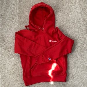 Red champion hoodie
